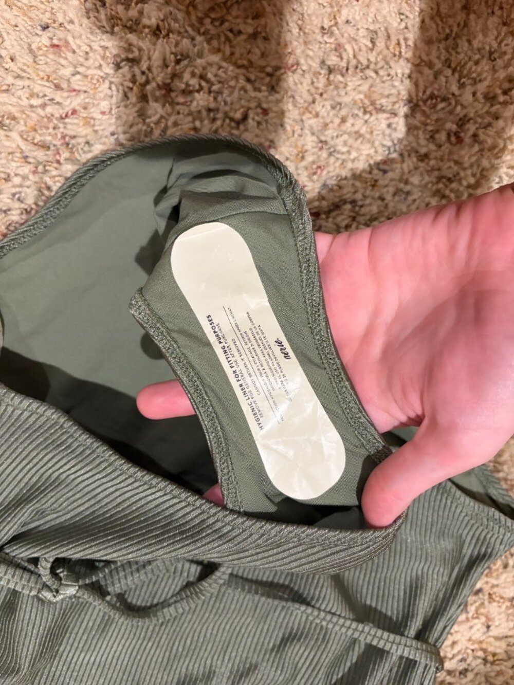 Aerie Shine Ribbed Strappy Scoop Olive Green One Piece Wrap Around Tie Swimsuit - Picture 6 of 11